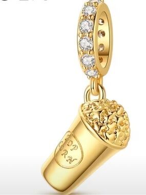 ✨🍿 Gold Popcorn Dangle Charm-NEW